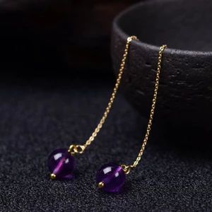 Bông tai đá cao cấp màu tím, phong cách cổ điển sang trọng