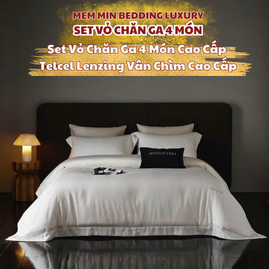 (L426421) Bộ vỏ chăn ga gối 4 món chất liệu Lenzing Tencel cao cấp  Memminbedding với tông màu basic và tôn lên vẻ tinh