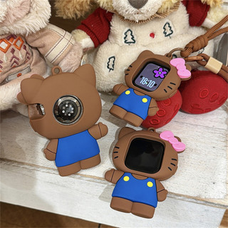 Vỏ mềm bảo vệ silicon Hello Kitty bằng da đen Thích hợp cho iwatch S11 10 9 8 utrra 7 6 5 4 SE 3 2 1 Size 38mm40mm41mm42mm44mm45mm49mm