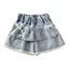 AWNGD Bé Gái Quần Short Denim, Thiết Kế Nơ Quần Short Mùa Hè Nhiều Lớp, Thắt Lưng Co Giãn Viền Ren Thời Trang Nữ Thanh Lịch Tầng Váy Phong Cách Hàn Quốc