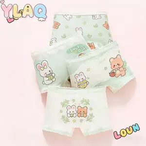 4 Bộ Đồ Lót Hoạt Hình Bé Gái Gấu Thỏ Nàng Tiên Cá In Hình Mềm Mại Thoáng Khí Quần Đùi Cho Trẻ Em Hàng Ngày