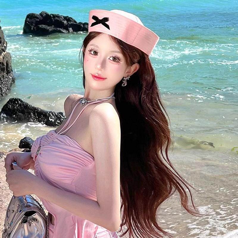 ☘️ Mũ thủy thủ nữ dễ thương ☘️ mũ nồi phong cách hàn quốc Nơ mũ thủy thủ màu hồng phong cách Hàn Quốc, phù hợp cho cô gái ngọt ngào mùa hè
