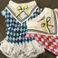 【Ready Stock】 Pet Summer Wear Clothes College Style Rhombus Bow Tie Lace Traction Vest Dog Summer Dress Summer New 9oMt
