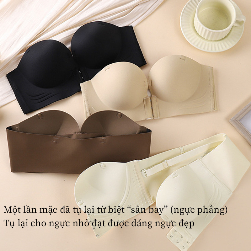 Áo Ngực Không Dây Cài Trước Nâng Ngực - Kiểu Áo Quây Độn Dày Tròn Đều, Thiết Kế Khóa Trước Chống Trượt