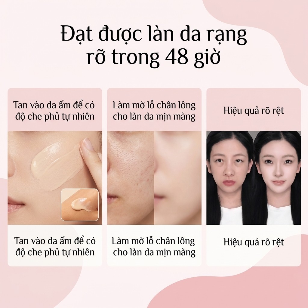 Phấn bắt sáng lì 3D làm sáng da mặt, không cần kem che khuyết điểm