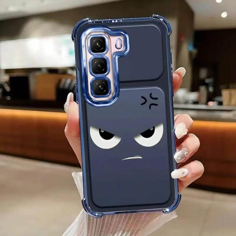 Ốp điện thoại, Vỏ cho INFINIX HOT 50 5G, Bảo hiểm toàn diện, Thiết kế hoạt hình, Chống rơi, Vỏ biểu cảm nhỏ hung hãn, Bảo vệ Camera phủ điện tử, Làm bằng silicon