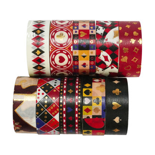 JIANWU 10 Cuộn / bộ Vintage Chơi Thẻ Phong Cảnh Chất Liệu Cắt Dán Thêu Sò Washi Bộ Băng Sáng Tạo DIY Tạp Chí Văn Phòng Phẩm