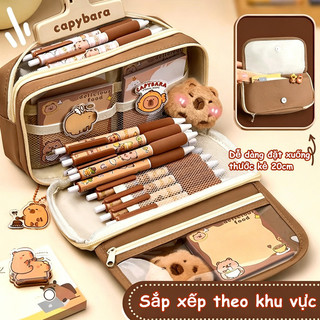 【BabyJoy】Túi đựng bút trong suốt Capybara dễ thương,dung tích lớn chống nước,Dùng để đựng văn phòng phẩm