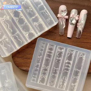 CMINYP 3D Ruy Băng Nơ Hình Khuôn Dập Stencils UV Gel Ba Lan Khuôn Nghệ Thuật Silicon Khắc Khuôn DIY Thiết Kế Móng Tay Charm Trang Trí Không