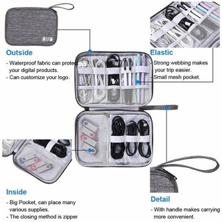 Túi sắp xếp cáp NECKLACEMASK, Túi lưu trữ điện tử không thấm nước, Bộ sắp xếp USB Polyester di động Sử dụng du lịch