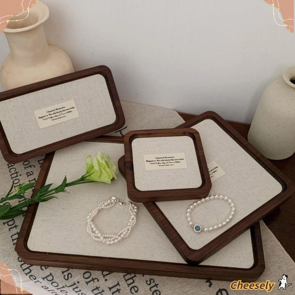 Khay trưng bày trang sức CHEESELY bằng gỗ nguyên khối, phong cách tối giản, màu cổ điển, dùng để vòng cổ