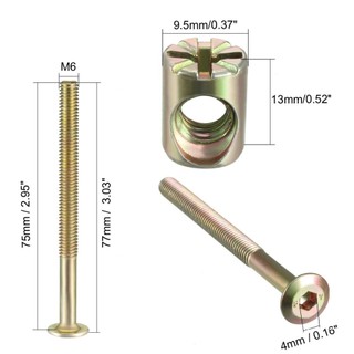 Bộ 4 Bu Lông Nội Thất Bộ Đai Ốc M6x70 / 75 / 80 / 85 / 90 / 100mm M6 Lục Giác Ổ Cắm Vít Có Thùng Hạt Phillips-S Rãnh Mạ Kẽm Mới