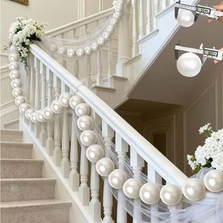 Trang trí dây ngọc trai DARON, Trang trí vòng hoa ngọc trai DIY lãng mạn, Trang trí cầu thang đám cưới thanh lịch Trang trí sinh nhật Dây ngọc trai 3D Mặt dây chuyền tắm cô dâu