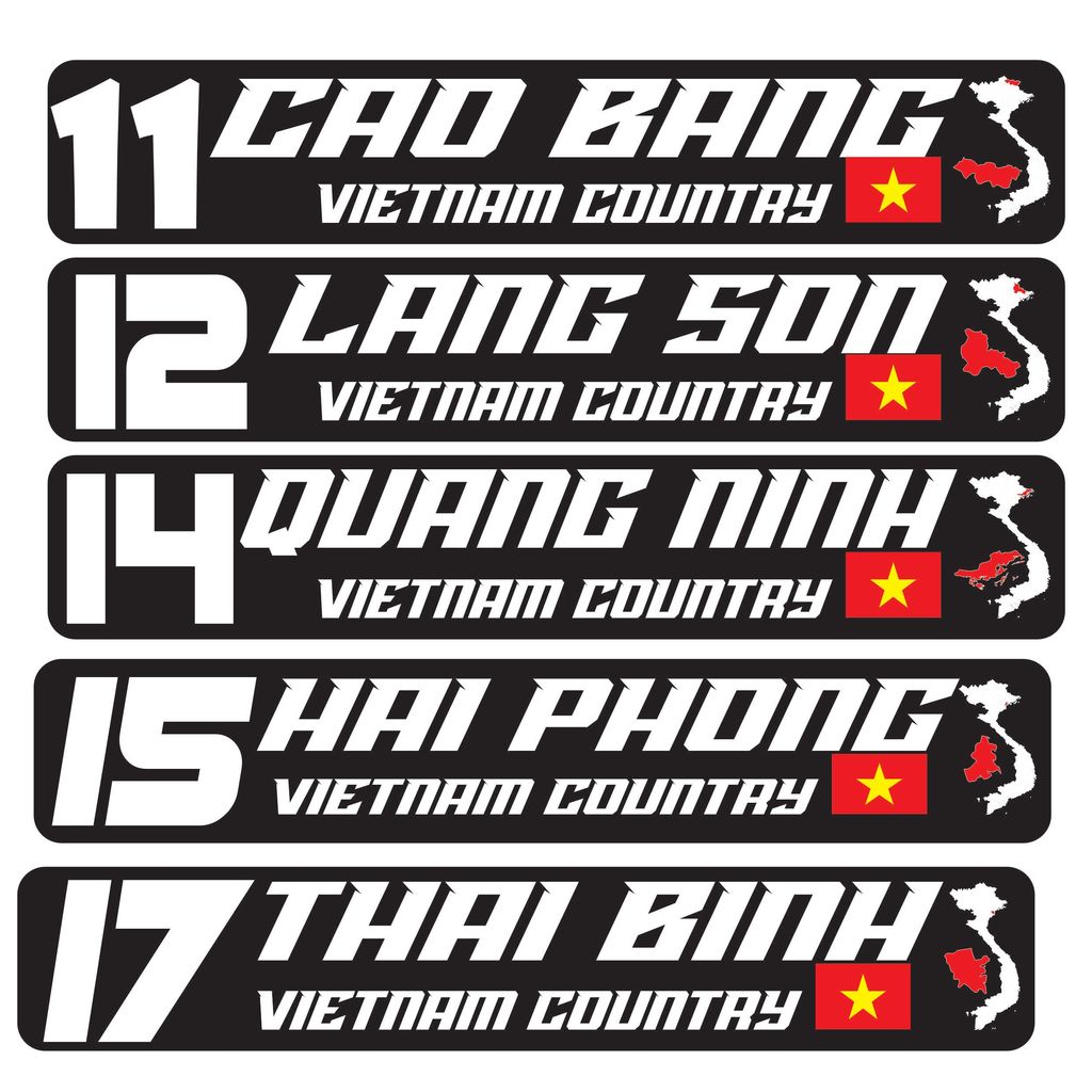 Tem Tỉnh Thành Việt Nam, Tem Dán Xe Performance 63 Tỉnh Thành, Chất Liệu UV DTF Cao Cấp, Chống Nước