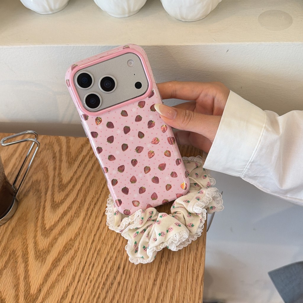 Ốp Điện Thoại Dâu Tây Dễ Thương Cho IPhone 17 Pro Max 17 16 15 14 13 Ốp Điện Thoại Chống Rơi BXOC