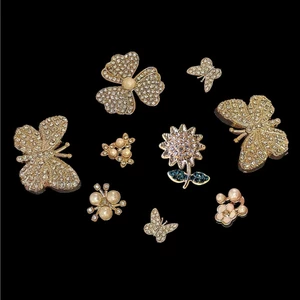Set Charm Hoa Bướm Kim Sa Phong Cách Tiểu Thư Vintage Đính Đá Lấp Lánh Trang Trí Dép Túi Phụ Kiện Xinh Xắn Cao Cấp
