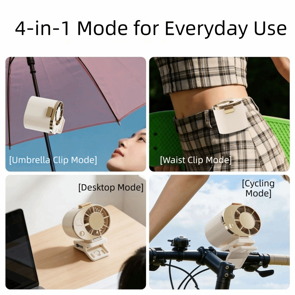 Quạt cầm tay cầm tay LACYESUK, Quạt xe đẩy sạc USB 3 tốc độ có thể điều chỉnh, Kẹp Mini Hoạt động yên tĩnh Ô cầm tay treo eo bàn