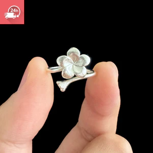 Nhẫn nữ phong cách Trung Quốc, hoạ tiết cánh hoa, chải mờ tinh tế, phù hợp thời trang mùa nóng