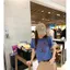 Áo thun ngắn tay in hình chim cánh cụt màu xanh mùa hè Slim-Fit Slimer Look Top Hợp thời trang