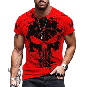 Họa tiết biểu tượng Viking 3D, áo cổ tròn ngắn tay