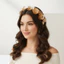 SMILE Flower Headband, Trang Sức Đảng Mũ Cô Dâu Băng Đô, Màu Vàng Công Nghiệp Nặng Hoa Tóc Bóng Đảng