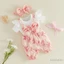 Sơ Sinh Bé Gái Mềm Áo liền quần Ruffle Tay Ngắn Cổ Tròn Nơ Phía Trước Trẻ Sơ Sinh Bộ Đồ Ngủ Mùa Hè