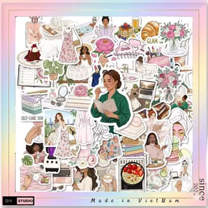 100 sticker cô gái năng động với những hoạt động hàng ngày phong cách vintage