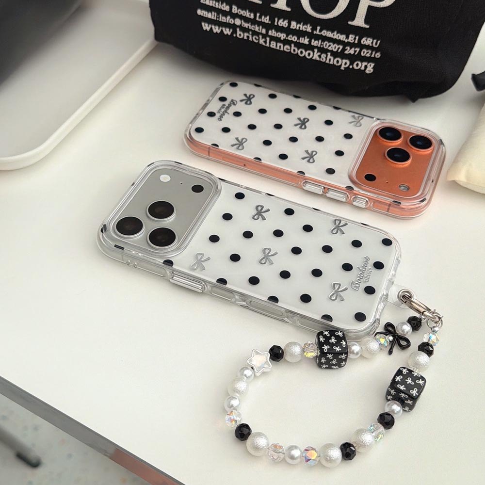 Ốp Lưng Cứng Tương Thích Với iPhone 13 14 14Pro 14ProMax 15 15Pro 15ProMax 16 16Pro 16ProMax 17 17Pro 17ProMax Vỏ Họa Tiết Nơ Bạc