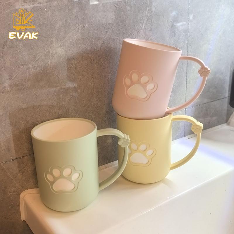 Alittlesetrtu Hoạt Hình Dễ Thương Cat Paw Cốc Nhựa Có Tay Cầm Cặp Đôi Bàn Chải Đánh Răng Hoàn Hảo Cho Phòng Tắm Cốc Nước súc Miệng VN