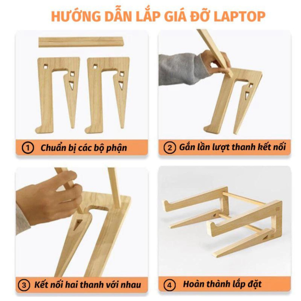 Giá Đỡ, Kệ Laptop Macbook Chất Liệu Gỗ Thông Cao Cấp giúp máy tính tản nhiệt chống nóng máy - FUTURECH