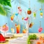 24 Đồ trang trí mùa hè bằng gỗ Đồ uống phẳng 2D treo đồ trang trí cho bữa tiệc Hawaii