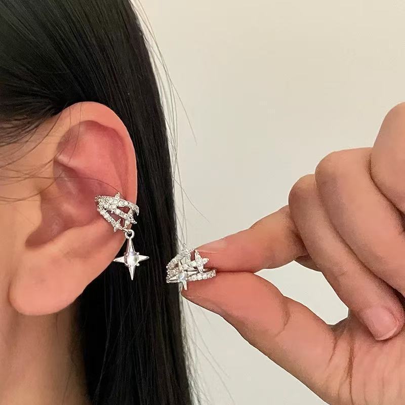 Bông Tai Kẹp Zircon Thanh Lịch Không Cần Xỏ Tai, Thiết Kế Tinh Tế Cho Nữ