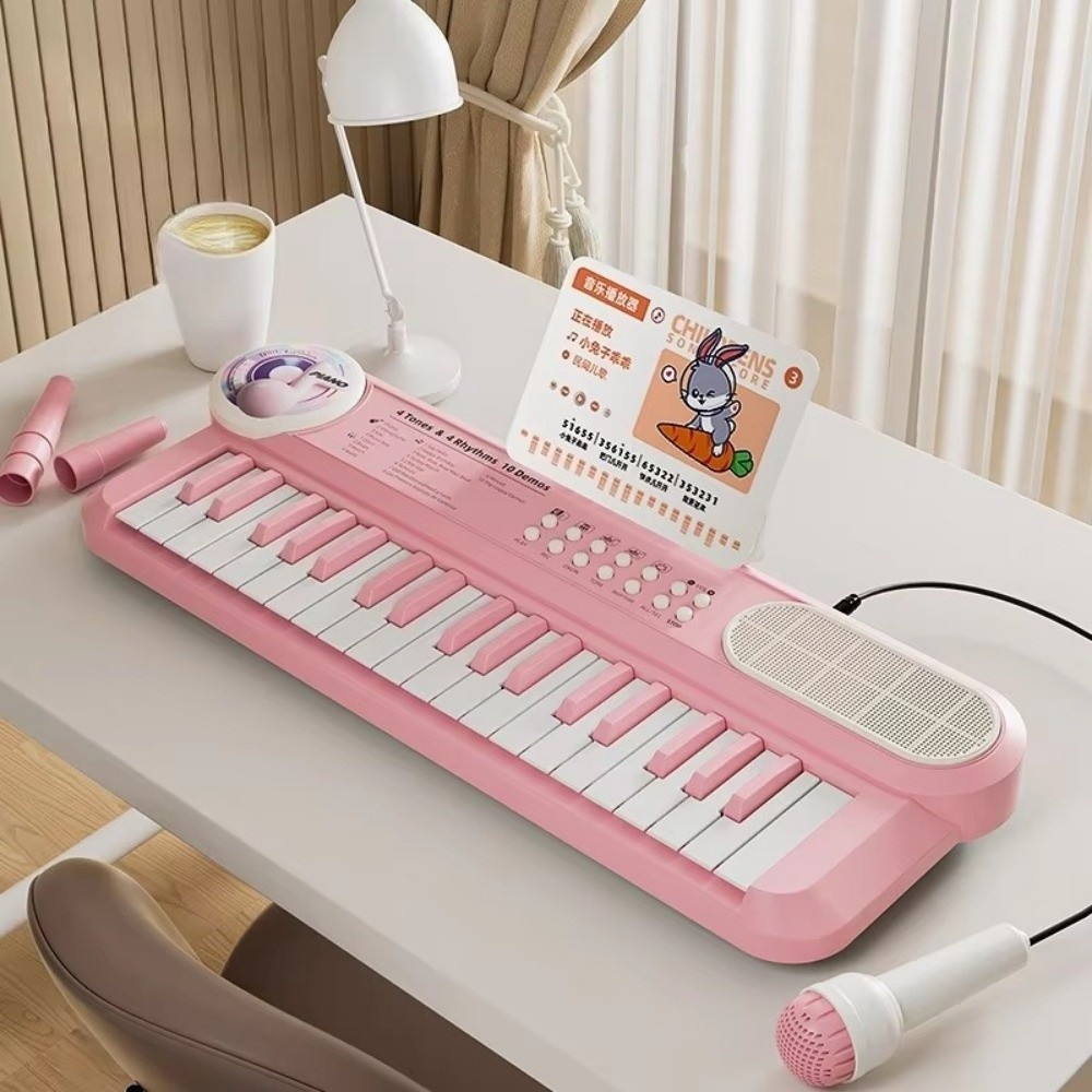 Đồ chơi âm nhạc DELMER, có micrô 37 phím Bàn phím đàn piano trẻ em, Đồ chơi giáo dục Sinh nhật điện tử Đàn piano điện tử đa chức năng Chơi tương tác