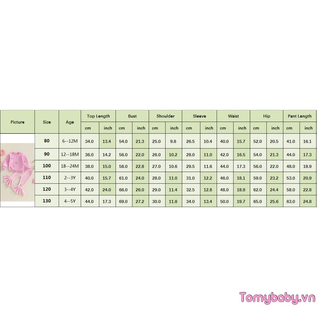 Bộ trang phục 2 món ngày lễ tình nhân cho bé gái Áo dài tay trang trí trái tim + Bộ quần loe lưng co giãn