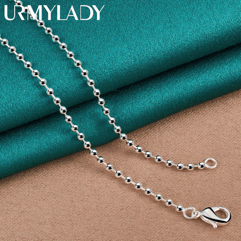 URMYLADY Bạc 925 Hạt Vòng cổ 16-30 Inch Cho Nữ Tiệc Cưới Trang Sức Thời Trang