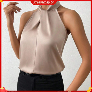 Áo tank top không tay thoáng khí, dây cổ phong cách Đông Nam Á, phù hợp văn phòng