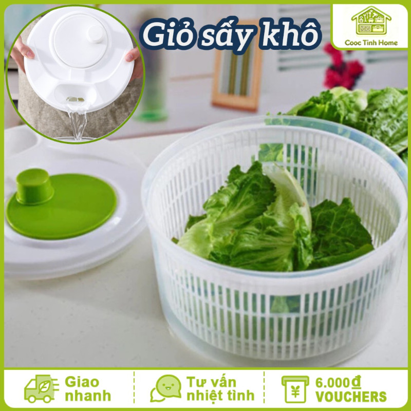 Rổ Quay Rau Song Long Cỡ Lớn Máy Sấy Khô Rau Củ Quả Làm Salad Tiện Lợi Máy Giặt Rau Gia Đình