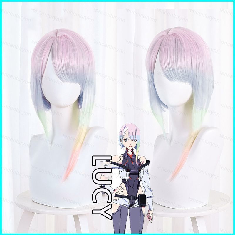 GN Cyberpunk Edgerunners Lucy Tóc Giả Cosplay Anime Nhiều Màu Sắc Tóc Giả Trang Phục Lông Tơ Tóc Giả Halloween NG