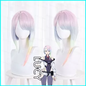 GN Cyberpunk Edgerunners Lucy Tóc Giả Cosplay Anime Nhiều Màu Sắc Tóc Giả Trang Phục Lông Tơ Tóc Giả Halloween NG