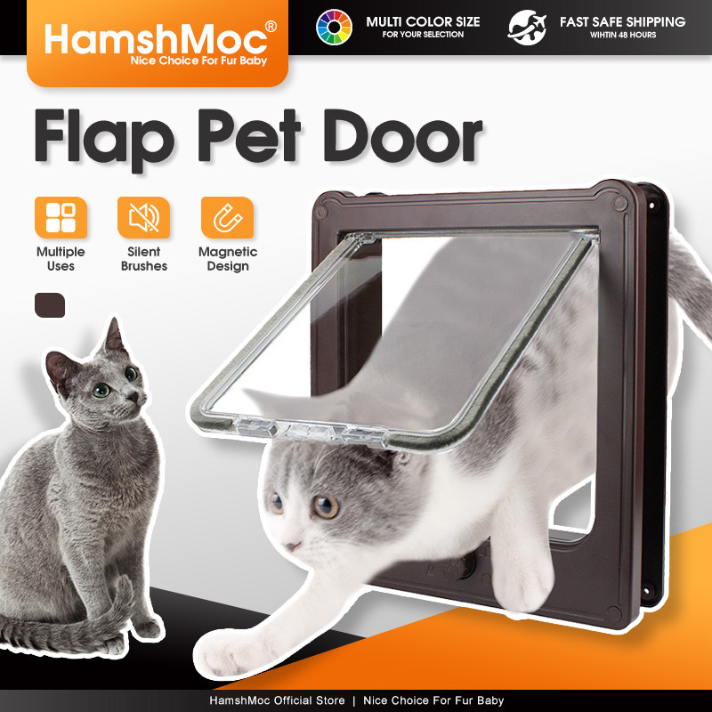 Cửa mèo HamshMoc Đóng cửa 4 chiều Thiết kế yên tĩnh từ tính Hoạt động rảnh tay Chất liệu ABS + PC để sử dụng trong nhà