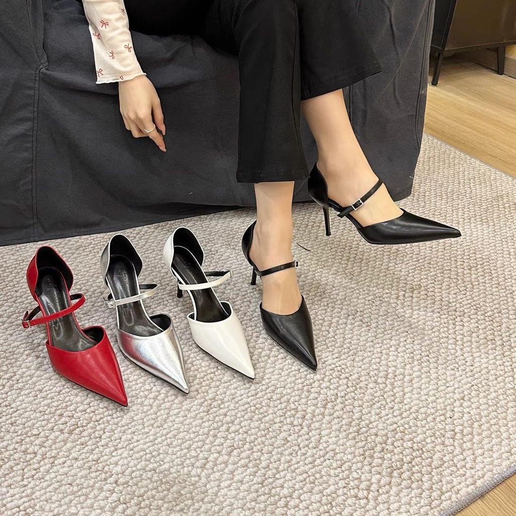 TT Phong Cách Hàn Quốc Mũi Nhọn Giày Sandal Cao Gót Nữ Mùa Hè Sang Trọng Giày Đơn