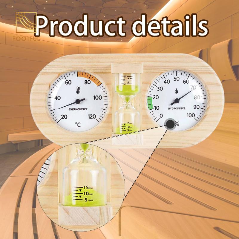 Nhiệt kế xông hơi, máy đo độ ẩm và nhiệt độ 3-in-1 cho spa, nhà kính, phòng tập gym và phòng tắm.