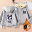Kuromi Winter Kids Zip Áo Hoodie lông cừu lót hoạt hình Áo khoác có mũ trùm đầu mềm mại cho trường học và ngoài trời