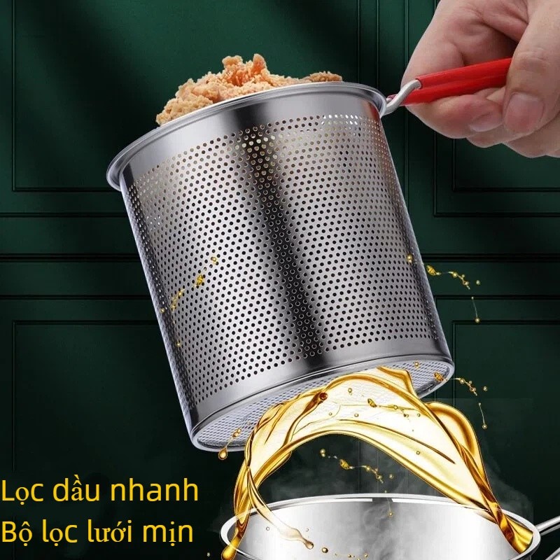 Nồi Chiên Ngập Dầu Inox 304 Cao Cấp - Dung Tích 1200ml, Kèm Rổ Lọc Dầu Chống Dính, An Toàn Dùng Mọi Bếp Từ/Bếp Ga