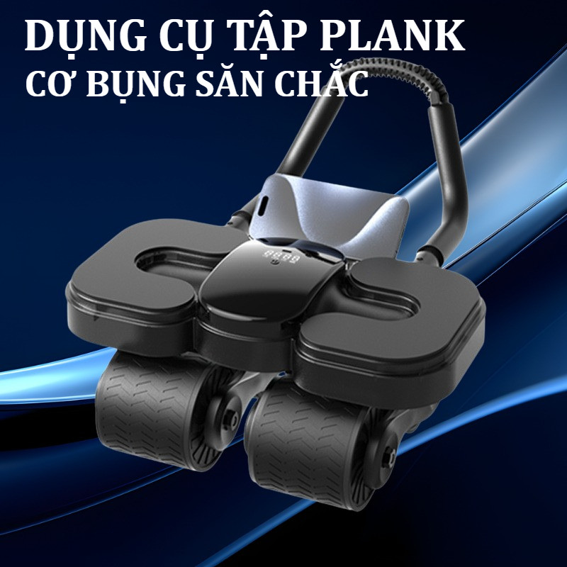 Bánh Xe Tập Bụng 4 Bánh Thông Minh Thế Hệ, Có Trợ Lực, Màn Hình LED,Dụng Cụ Plank Tại Nhà