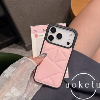 Áo khoác hình kim cương bằng da đơn giản và trơn phù hợp cho vỏ điện thoại Apple 17promax iPhone 16pro mới Air premium 15 sang trọng Vỏ bảo vệ 14 / 13 / 12 / 11