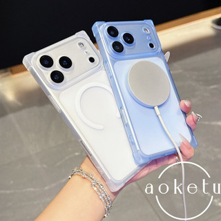 Thích hợp cho iPhone 17promax Ốp điện thoại vuông 17Air Apple 16pro bốn góc chống rơi 15pro Ốp mềm từ tính 13promax mờ trong suốt 16plus có vỏ màng ống kính