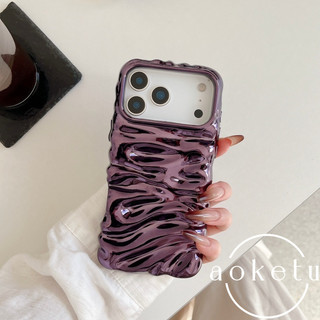 Màu trơn xếp ly mạ điện đơn giản phù hợp cho iPhone 17 Promax 3D Apple 16 Pro / 15 / 14 / 13 Vỏ mềm silicon chống rơi bao gồm tất cả