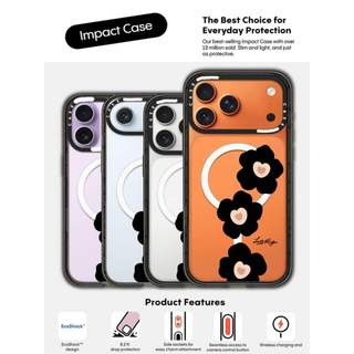 CASECASE X Hoa Đen Tình Yêu Cạnh Đen Trong Suốt Cứng Từ Hút Tác Động Dành Cho Apple IPhone 12 13 14 15 16 17 Pro Max Air Plus Có Hộp