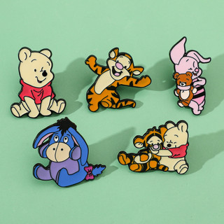 5 Cái / bộ‌ Dễ Thương Winnie the Pooh Hợp Kim Nhỏ Giọt Dầu Thổ Cẩm Tigger Piglet Pin Huy Hiệu‌ Pin trang trí